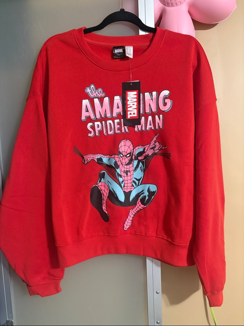 BNWT Marvel The Amazing Spider-Man Comic Crewneck Fleece Sweatshirt - XL